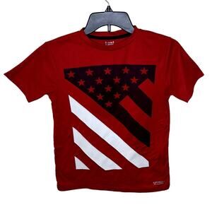 HIND YOUTH MEDIUM RED & WHITE SHORT SLEEVE ACTIVE FLAG T-SHIRT SIZE MEDIUM 10